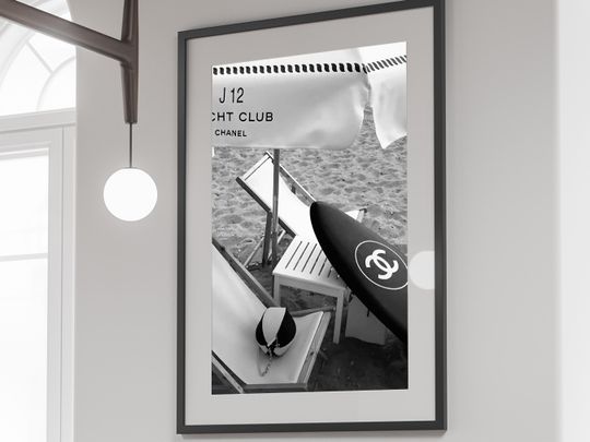 Surfboard Wall Art, Luxury Fashion Print, Black and White, Vintage Surf Poster, Beach Photography, Hypebeast Room Decor