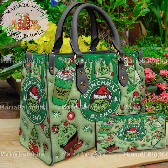 The funny character Christmas Leather Handbag, The funny character Women's Handbag, Vintage Christmas Shoulder Bag, Crossbody Bag, No wallet