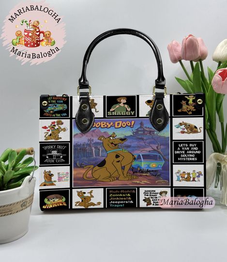 Scooby Doo Christmas Leather Handbag, Scooby Doo Women's Handbag, Vintage Christmas Shoulder Bag, Crossbody Bag