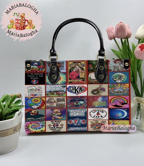 Grateful Dead Leather Handbag, Grateful Dead Women's Handbag, Vintage Christmas Shoulder Bag, Crossbody Bag