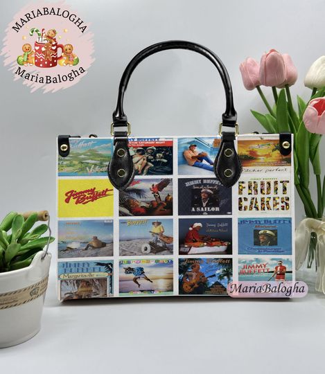Jimmy Buffett Christmas Leather Handbag, Jimmy Buffett Women's Handbag, Vintage Shoulder Bag, Crossbody Bag