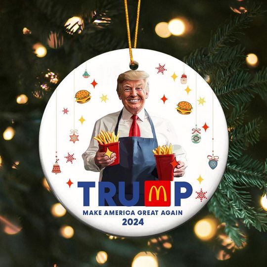 Discover Custom Ceramic Christmas Ornament - Trump Make America Great Again 2024 - Christmas Tree Decor,Gift For Lover Trump,Trump Christmas Ornament