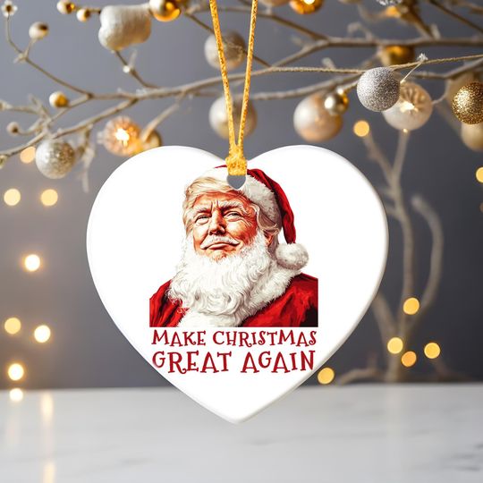 Make Christmas Great Again Ornament | Trump Ornament, Christmas Trump, Christmas Gift, Trump heart ornament, Donald Trump Ornament, Trump