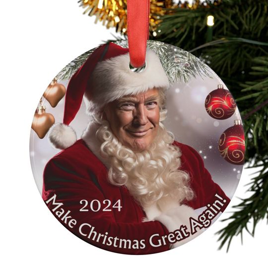 Funny President Donald J. Trump Make Christmas Great Again 2024 - Acrylic Ornament with Ribbon - MAGA