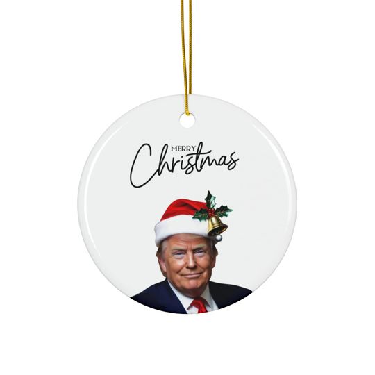 Happy Merry Christmas Gift ,Trump Christmas Ornament ,Make Christmas Great Again Ceramic Ornament , Holiday Trump  Christmas Tree Decoration