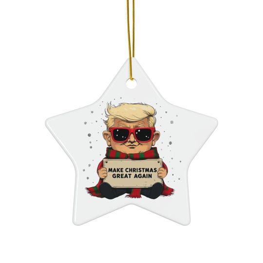 Ceramic Ornament, Christmas Trump Ornament, 2024 Election Decor, Funny Holiday Gift, Make Christmas Great Again, Christmas gift ideas