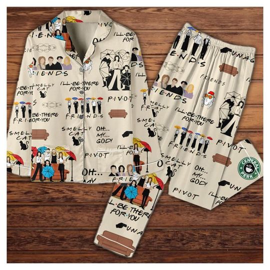 Friends TV Series Pajamas Set, Friends TV Show 3D Pjs, Friends Movie All Over Print Pajamas, Christmas Outfit, Christmas Gift