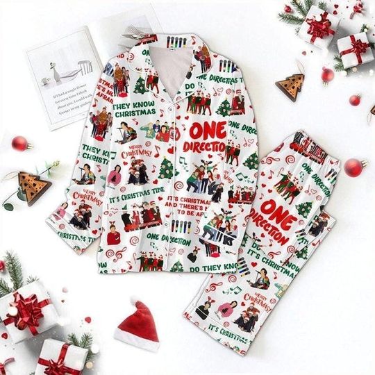 One Direction Christmas Satin Pajamas, World Tour Band Pajamas, 1D Tour Christmas Pajamas, Music Lover Gifts