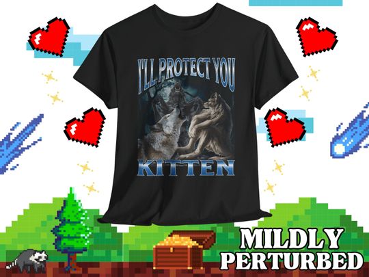 I'll Protect You Kitten Funny Werewolf Meme Bootleg T-shirt, Cringe Werewolf Ripping Shirt, Ironic Wolf Howling At Moon Meme, Sigma Alpha