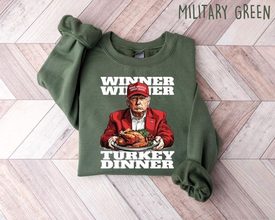 Festive Funny Trump Thanksgiving Sweatshirt, Trump Tshirt, Trump Winner Winner Turkey Dinner, Unisex Softstyle T-Shirt, Trump Won Again