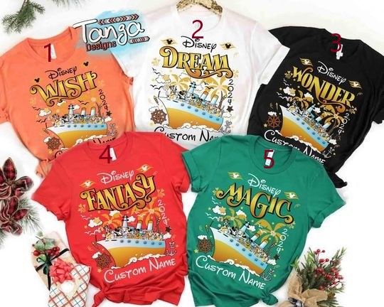 Personalized Disney Cruise New Year 2025 Shirt, Mickey & Friends Family Cruise Vacation Let's Cruise Disney Wish Dream Magic Wonder Fantasy