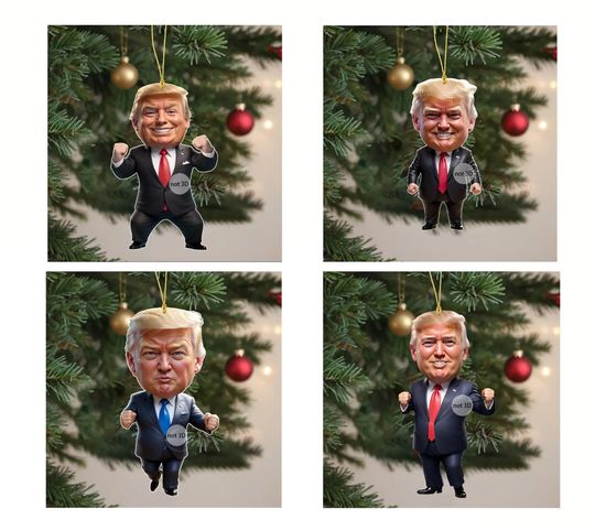 DONALD TRUMP Ornaments - 2D Acrylic Pendant - Decor for Car, Office or Christmas Tree - MAGA