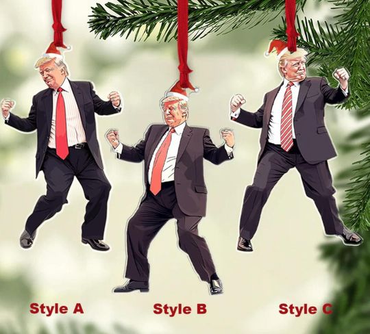 Trump Dancing, Humorous Trump Christmas Acrylic Ornament | Perfect for Car & Christmas Tree Decor