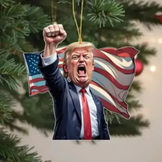 2-D Sparkling Mr. Trump Acrylic Ornament - Perfect for Christmas