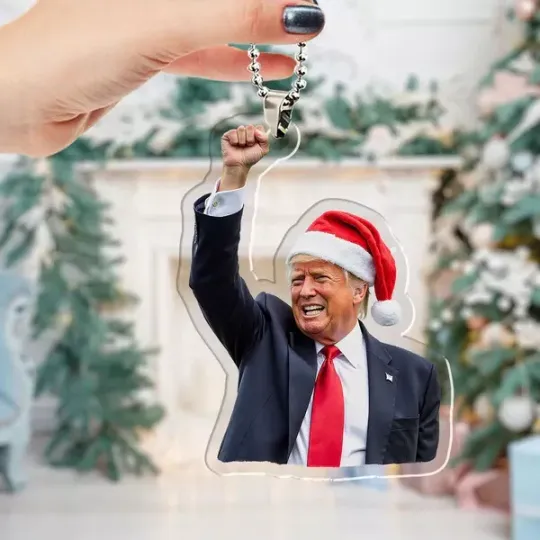 Trump Santa Hat Acrylic Ornament, Festive Car Christmas Tree Decor