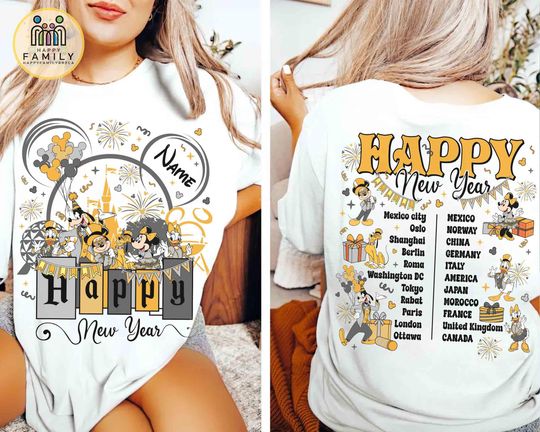 Personalized Mickey & Friends Happy New Year Fireworks 2025 Shirt, Disney Family Tee, New Year Crew shirt, Magic Kingdom Happiest Place