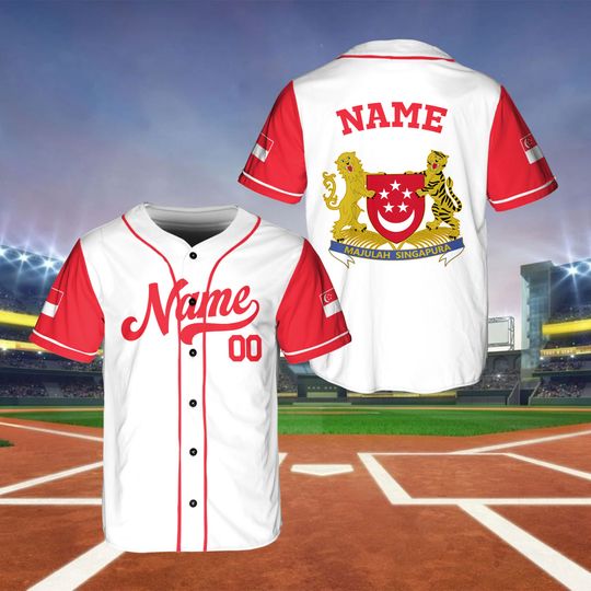 Singapore Baseball Fan Game Day Outfit, Custom Singapore Flag Shirt, Singapore Baseball Shirt, Singapore Family Matching Tee
