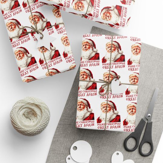 Christmas Trump Wrapping Papers, Make Christmas Great Again, Festive Gift Wrap, Holiday Present Decor, Xmas Packaging, White elephant gift