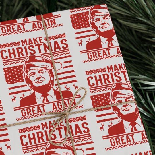 Trump Christmas Wrapping Paper | Make Christmas Great Again Wrapping Paper | Funny Christmas Gift Paper | MAGA Gift Wrap | Republican Gift