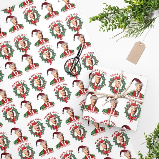 anti biden wrapping paper, joe biden wrapping paper, prank gift wrap, funny gift wrap, lets go brandon, fjb paper, merry easter biden