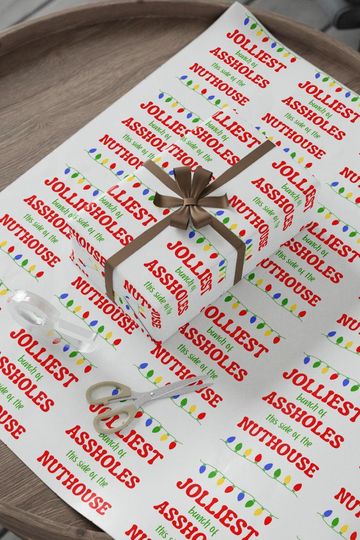 Christmas Vacation Wrapping Papers, Jolliest Bunch of Assholes, Holiday Gift Wrap, Funny Movie Quote, Unique Festive Packaging, Xmas Party
