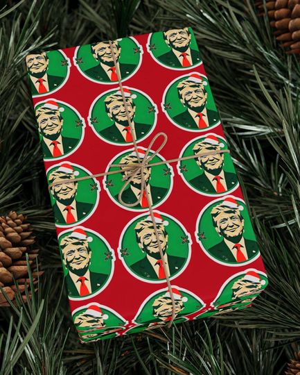 Trump Christmas Wrapping Paper Make Christmas Great Again Wrapping Paper Festive Holiday Christmas Wrapping Present Paper