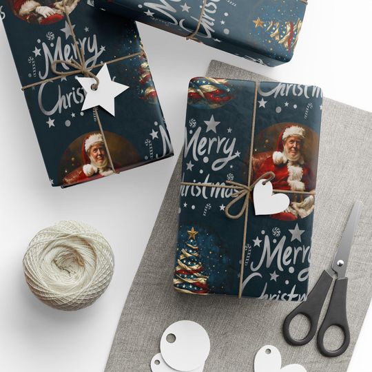 Donald Trump Christmas Wrapping Paper 2Designs & 3Sizes Trump Wins 2025 Christmas Will be Great Again Christmas Gift Wrap MAGA Gift Paper
