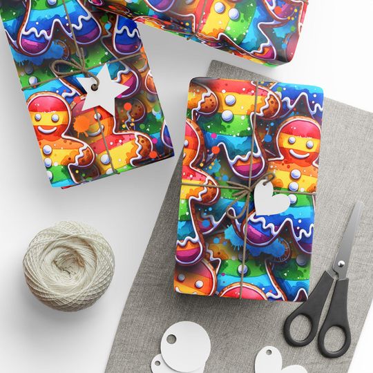 LGBT Gift Wrap Gingerbread Couple, LGBT Christmas Wrapping Paper, Gay Lesbian Bi Gift, Wrapping Papers