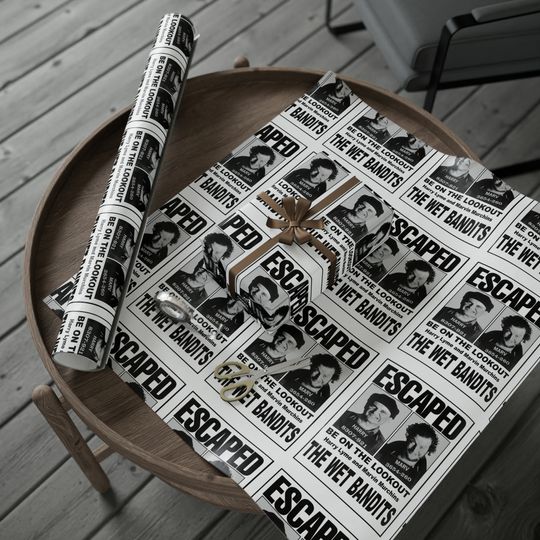 Home Alone Wet Bandits Escaped Replica Movie Prop Flyer Custom Christmas Holiday Gift Wrapping Paper Free Shipping