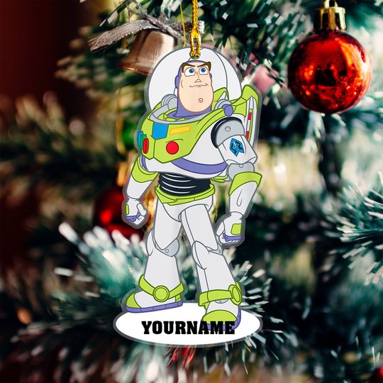 Custom Buzz Lightyear Toy Story With Name Ornament, Christmas Shape Acrylic Ornament, Buzz Lightyear Christmas Ornament, Toy Story Ornament