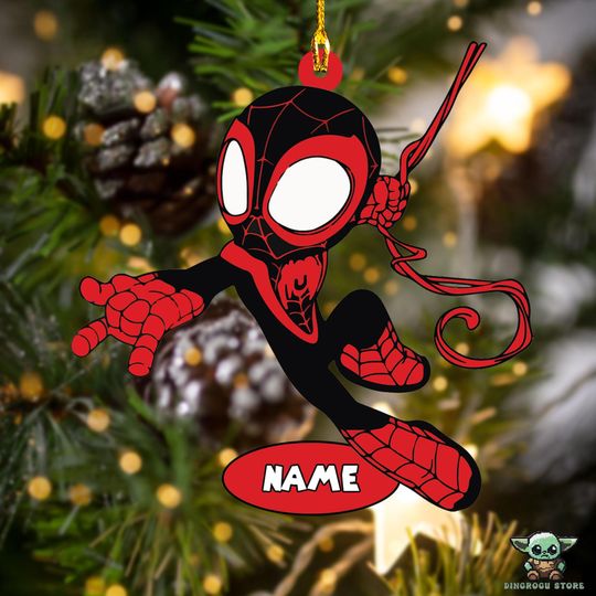Custom Name Spin Ornament, Spidey And His Amazing Friends Ornament, Disney Christmas Ornament, Xmas Ornament Ideas, Merry Christmas Ornament