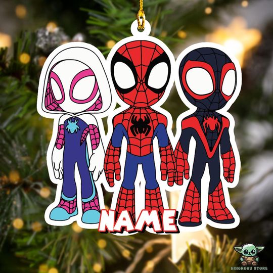 Personalized Spidey And His Amazing Friends Ornament, Kids Spiderman Christmas Ornaments, Acrylic Xmas Ornaments, Family Christmas Ornament