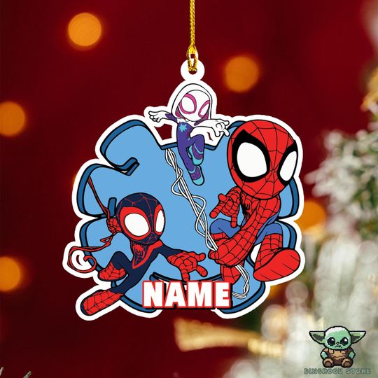 Custom Name Spidey And His Amazing Friends Ornament, Spiderman Christmas Ornament, Spidey Spin Ghost-Spider Christmas Ornaments
