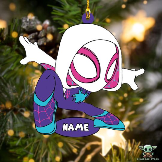 Custom Name Ghost Spider Ornament, Spidey And His Amazing Friends Ornament, Disney Christmas Ornament, Xmas Ornament Ideas