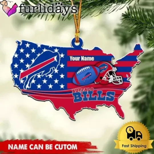 Personalized Buffalo Football Team Bills Christmas Ornament Holiday Gift Decor