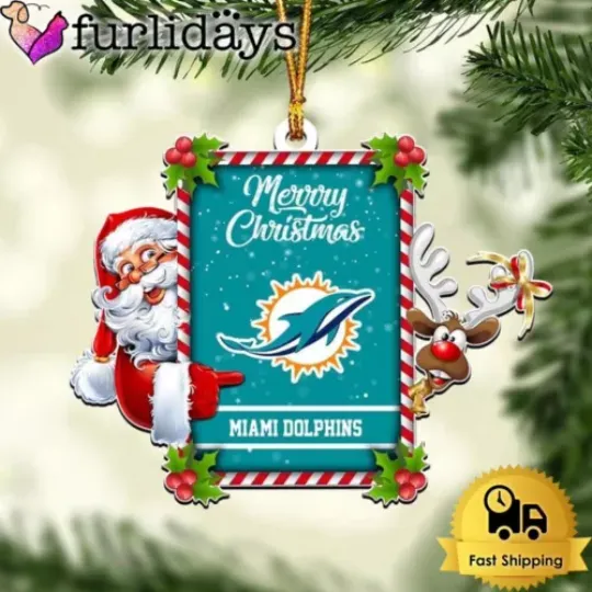 Personalized Miami Football Team Dolphins Christmas Ornament Holiday Gift Decor