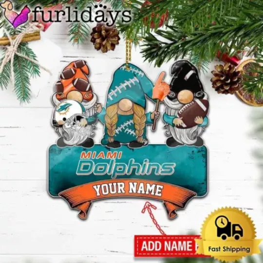 Personalized Miami Football Team Dolphins Christmas Ornament Xmas Holiday Gift