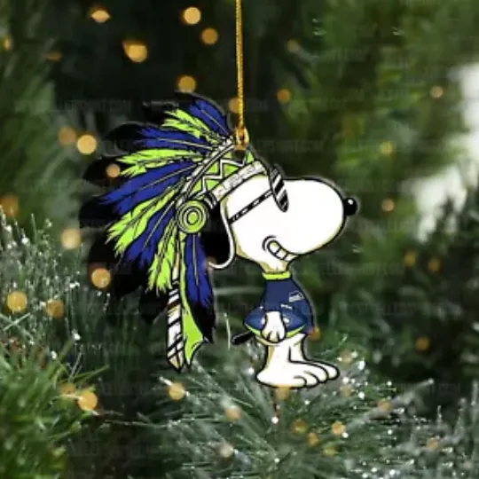 Seattle Football Team Seahawks Flat Christmas Ornament Fan Xmas Ornament Gift