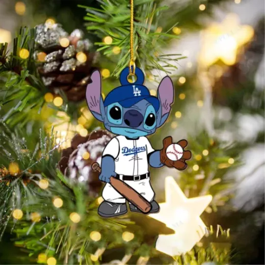 Stitch Los Angeles Baseball Team Dodgers Christmas Ornament Xmas Holiday Gift