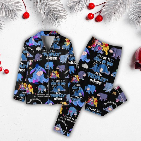 Eeyore Christmas Pajamas Set, Disney Eeyore Pajamas Set, Winnie The Pooh Holiday Pajamas, Pooh Friends Pajamas For Party, Pajamas Kid