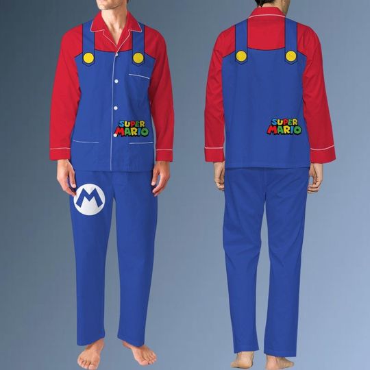 Mario Pajamas Set, Super Mario Pajamas, Family Mario Sleeve Pajama, Super Daddio Pajamas Women, Gaming Night Pajamas