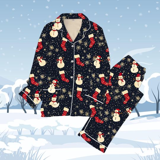 Santa Claus Christmas Pajamas Set, Santa Claus Christmas Shirt, Matching Pajamas Family, Xmas 90s  Pajamas For Holiday V1