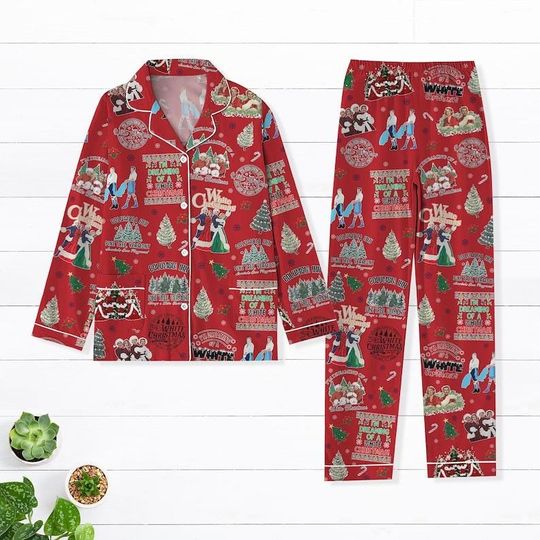 White Christmas Pajamas Set, White Christmas Movie Shirt, Christmas Song Pajamas Set, Pajamas Family, Xmas 90s Movie Pajamas For Party