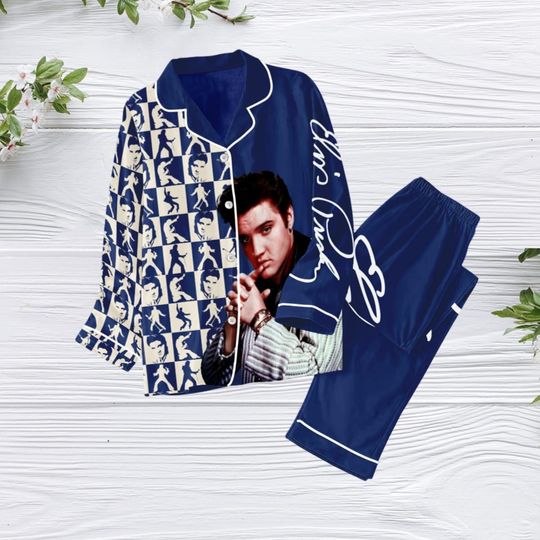 Elvis Santa Pajamas Set, Elvis Presley TShirt, Elvis King Xmas Pajamas, King Of Rock And Roll Shirt, Gift For Elvis Fan, Christmas Gift