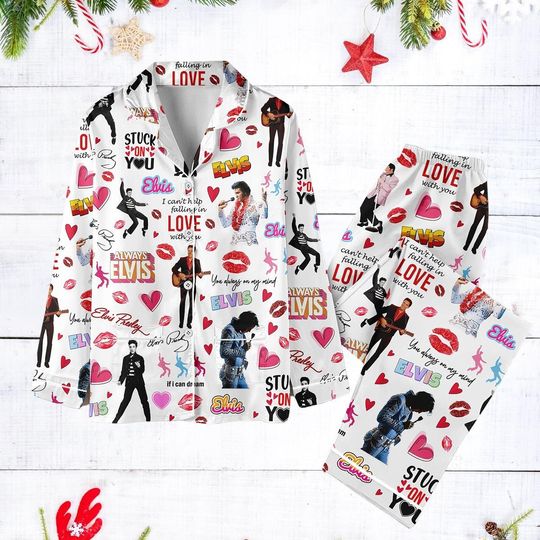 Elvis Presley Pajamas, Elvis King Pajamas Set, Elvis Christmas Pajamas, Elvis King Pajamas, Rock And Roll Shirt, Gift For Elvis Fan