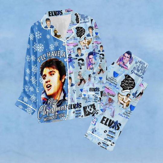 Elvis Presley Pajamas Set, Rock And Roll Pajamas, Elvis Quotes Pajamas Pants, Music Lover Gift, Holiday Pajamas Set, Gift For Woman