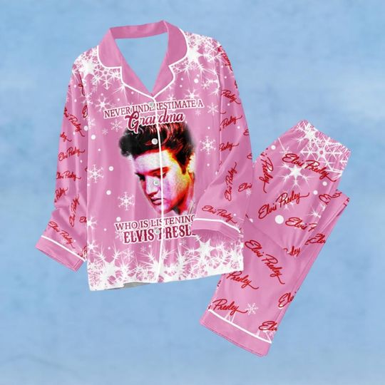 Elvis Presley Button Down Pajamas Set, Rock And Roll Pajamas, Elvis Quotes Pajamas Pants, Music Lover Gift, Christmas Elvis