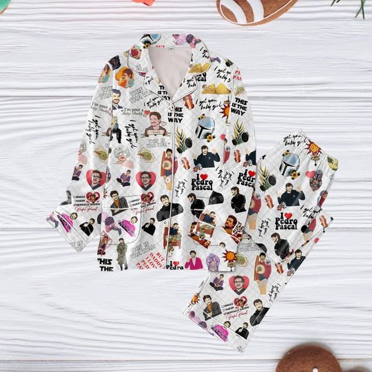 Pedro Pascal Pajamas Set, Pablo Escobar Holiday Pajamas, Pascal Mando Xmas Pajamas, Pascal Daddy Christmas Pajamas, Mandalorian Pajamas