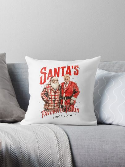 Vintage Santa’s Favorite Felon Trump 2024 Funny Maga Pillow