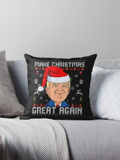 Funny Trump 2024 Make Christmas Great Again Ugly Sweater T-Shirt Pillow